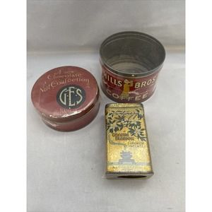 3 Vtg Tins (Vantine's Incense, GES Nut Confection,Hills Bros.Coffee) M1-1